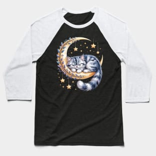 Crescent Moon British Longhair Cat Highland Straight Baseball T-Shirt